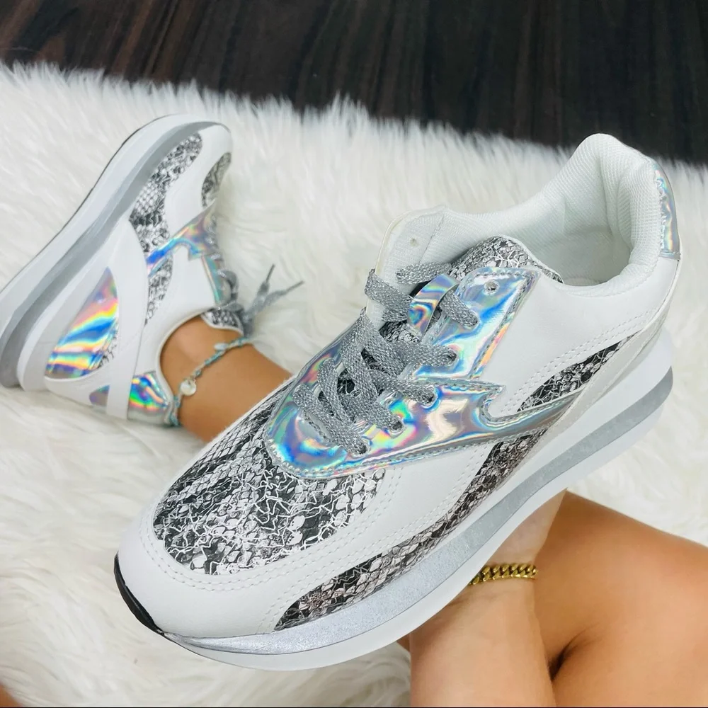 Silver snake platform sneaker - Picture 4 of 9